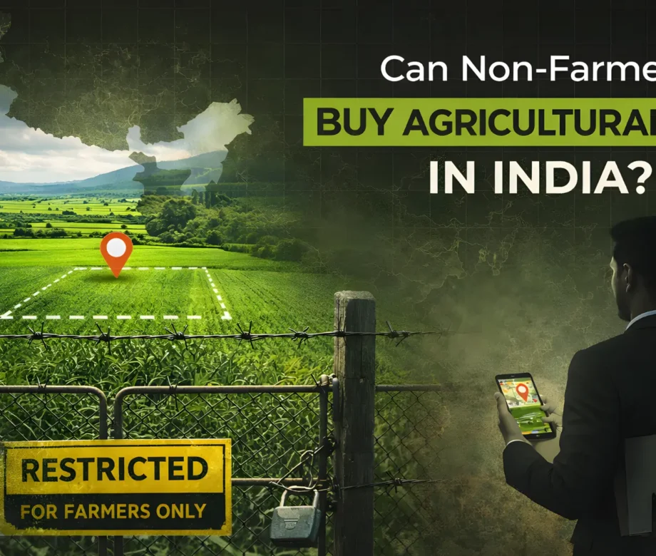 can-non-farmers-buy-agricultural-land-india-rules-farmland-investment blog thumbnail with text can non farmers buy agricultural land india rules farmland investment for Mangofolks ? Konkan Estate
